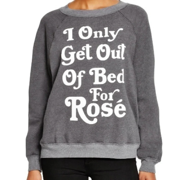 Wildfox Sweatshirt I Only Get Out of Bed for Rosé Pullover Knit Graphic Shirt S - Picture 1 of 4